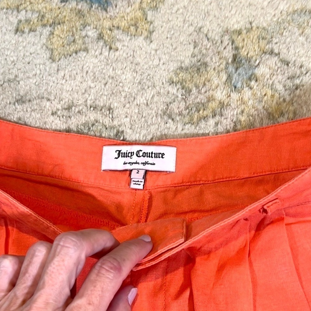 Juicy Couture,Yacht-Wear Coral Shorts,Cuffed w/Pockets, Beautiful w/Bright White - Picture 4 of 8